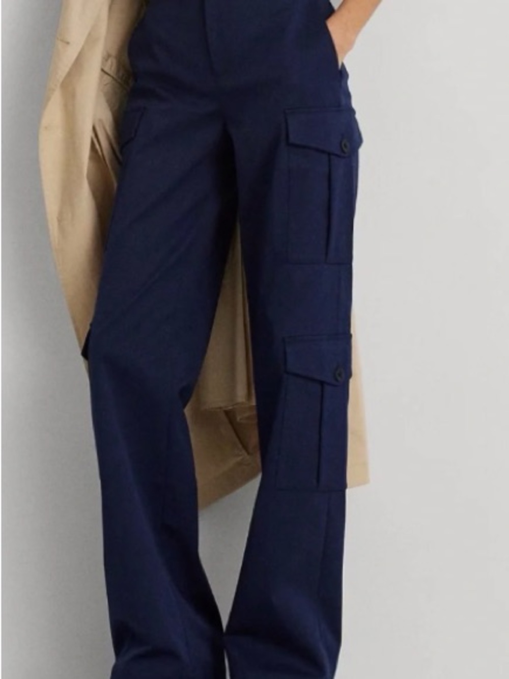 Ralph Lauren Navy Wide-Leg Cargo Trousers.